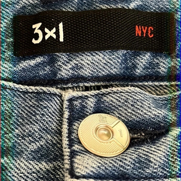 3 x 1 NYC Button Fly Fringed & Cropped Relaxed Fit Jeans in Stella - Size 27 - Picture 4 of 7